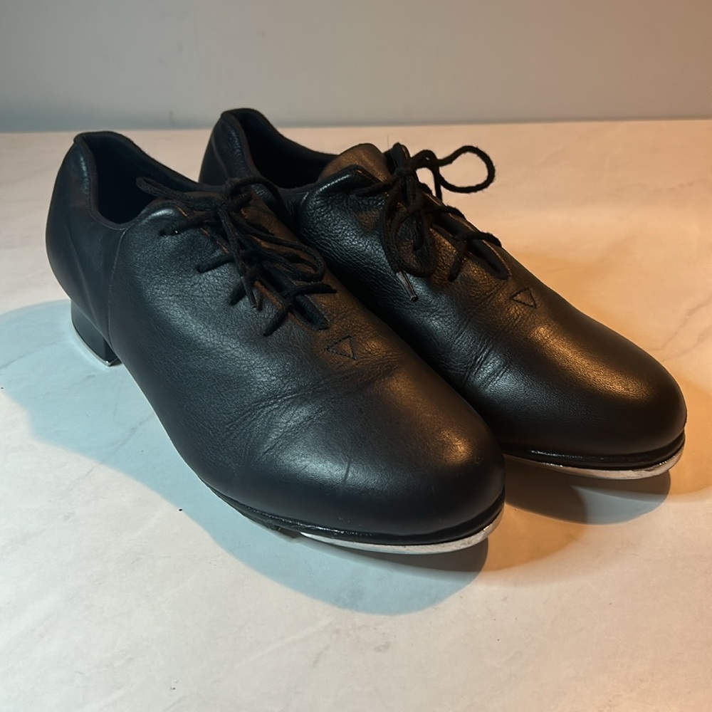 BLOCH Sync Tap Black Leather Adult Lace up Tap dance shoes Size 10
